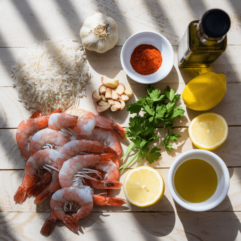 A flavorful bowl of shrimp rice garnished with fresh herbs, served with lemon wedges on the side.