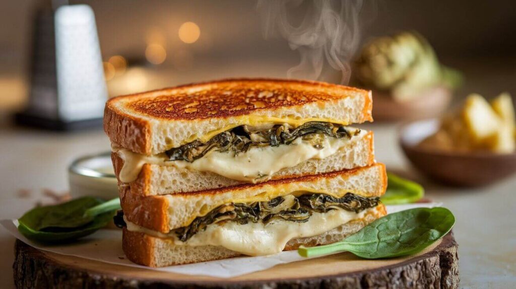 Spinach & Artichoke Grilled Cheese sandwich a