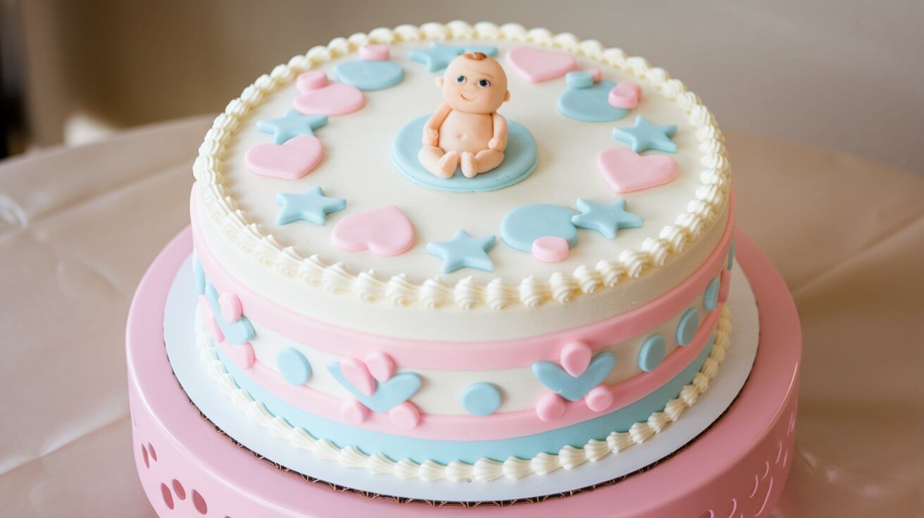 baby shower cake with cute decorations