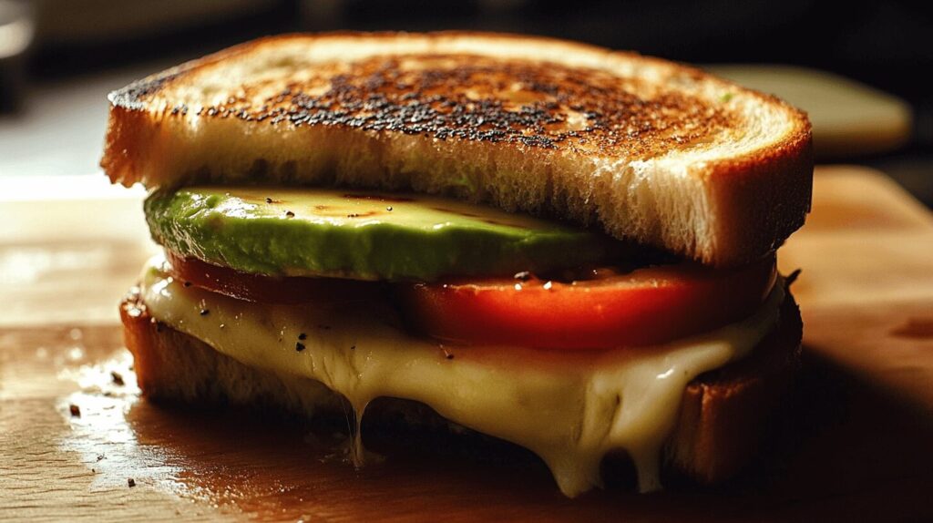 grilled cheese with avocado and tomato