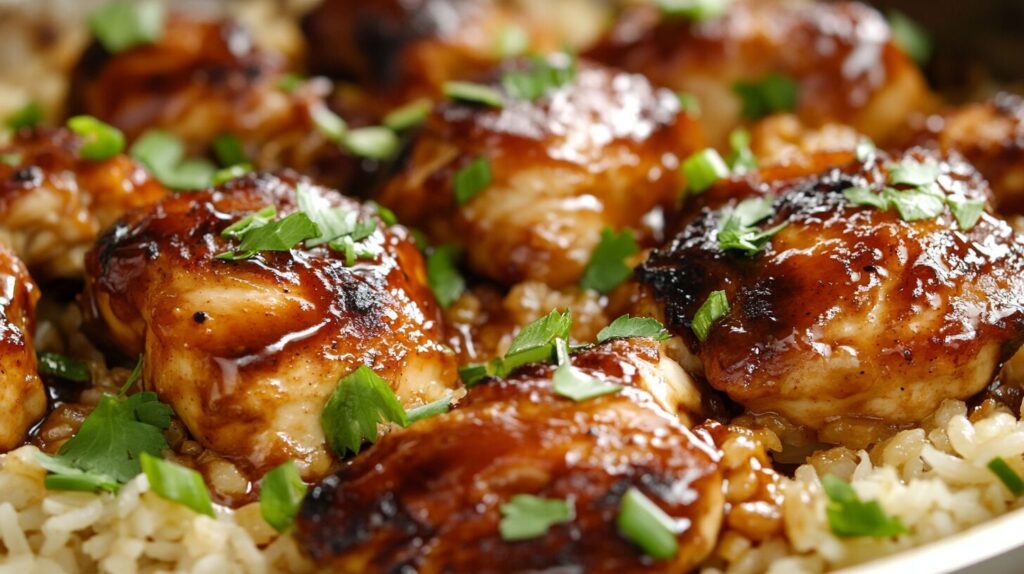 one pan bold honey bbq chicken rice