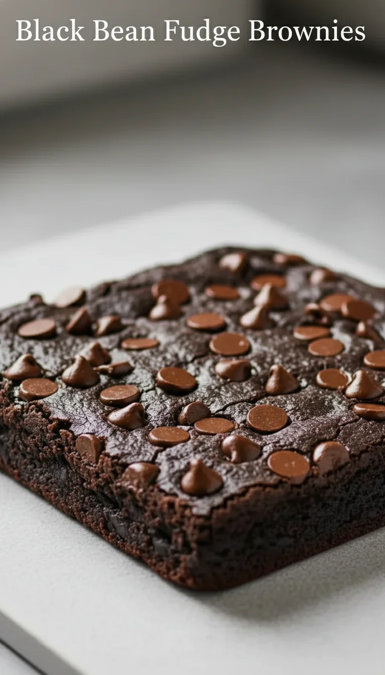 A vertical split layout image featuring two pictures of decadent Black Bean Fudge Brownies. The text 'Black Bean Fudge Brownies' is centered between the images, highlighting these treats for healthy meal prep and meal planning.